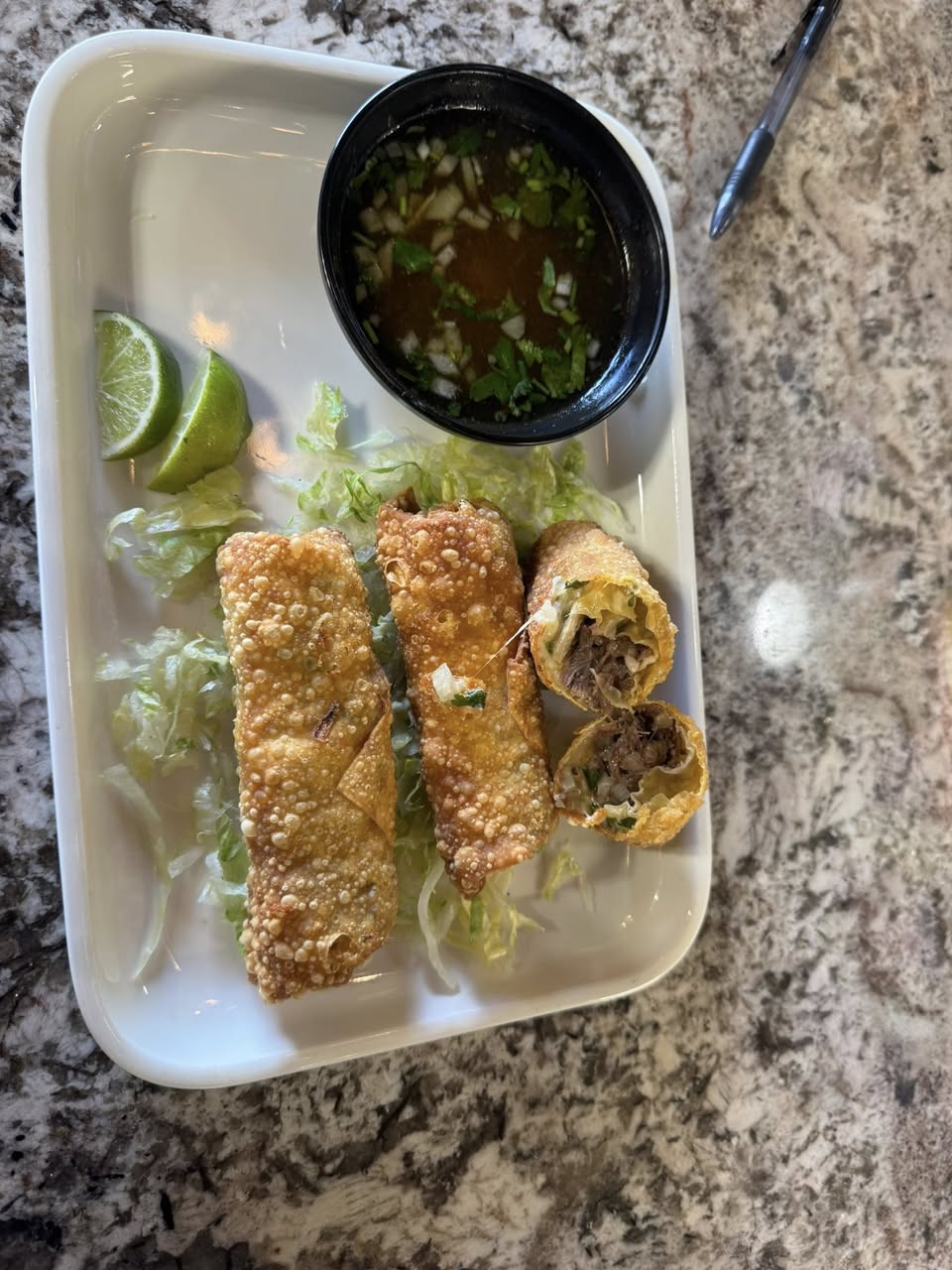 Crispy flautas with consommé