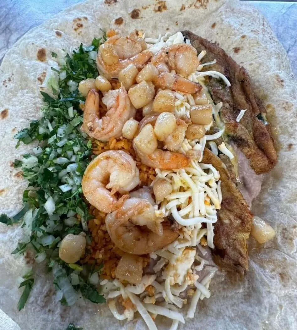 Shrimp mariscos plate at Nina's Tacos